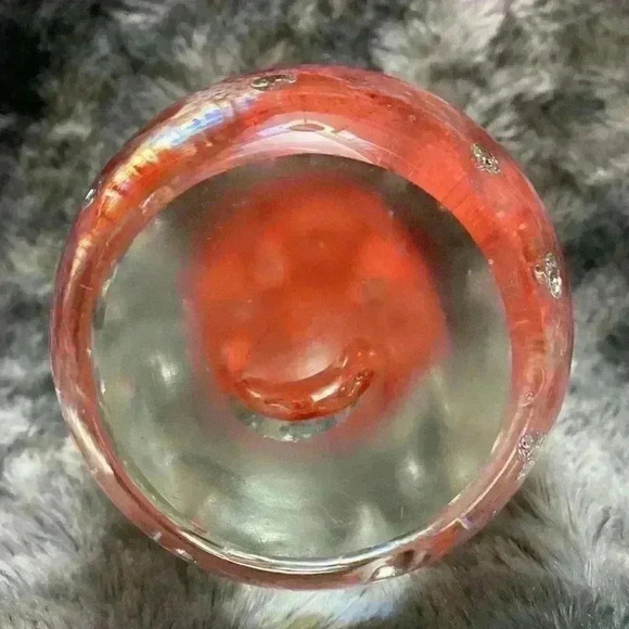 Large Teardrop or Egg form Art Glass  , orange colored and controlled helix - Picture 6 of 16